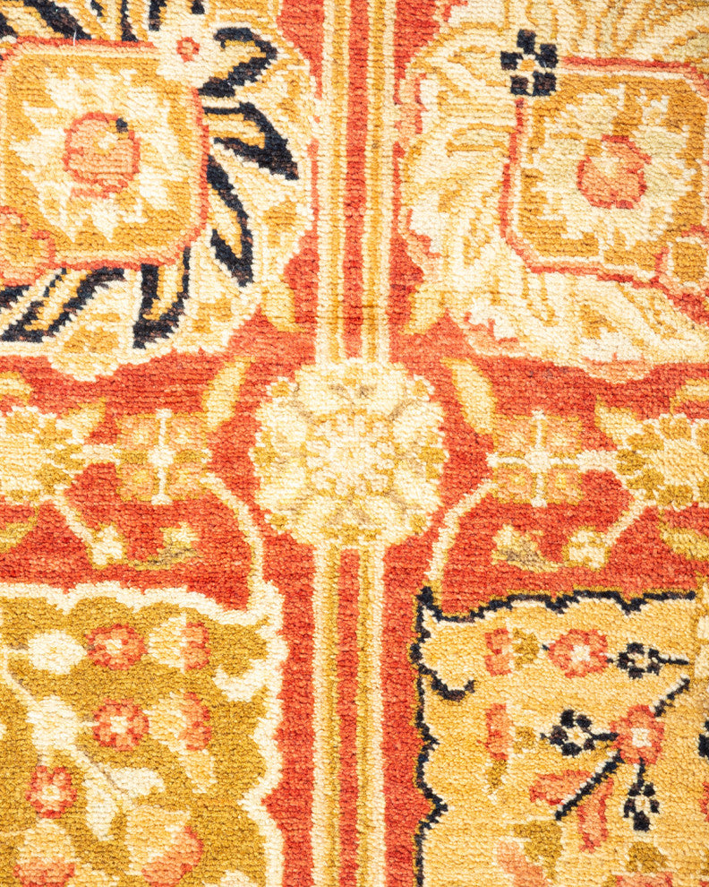 Modern, One-of-a-Kind Hand-Knotted Area Rug Orange, 3'2"x5'3"