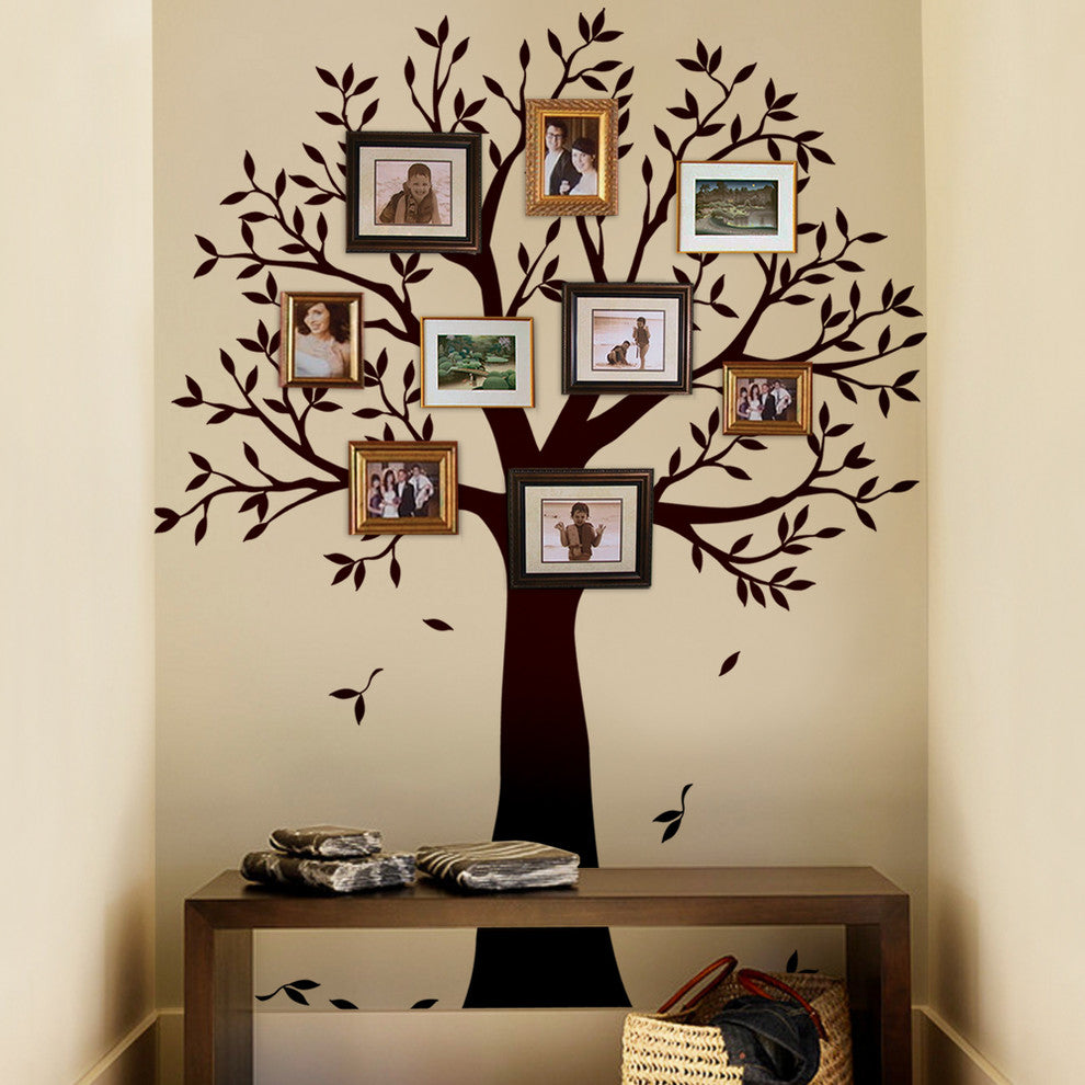 Narrow Family Tree Wall Decal, Chestnut Brown, 62.5"x80"