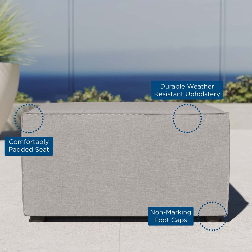 Lounge Chair Ottoman, Fabric, Gray, Modern, Outdoor Patio Balcony Garden