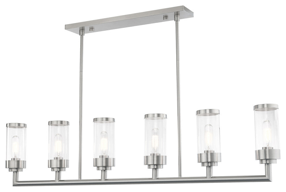Livex Lighting Brushed Nickel 6-Light Linear Chandelier