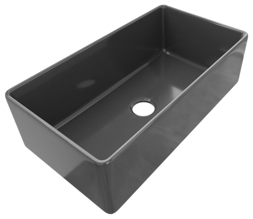 Sinber Farmhouse Apron Single Bowl Kitchen Sink with Fireclay 2 Accessories, Black, 33" X 18"