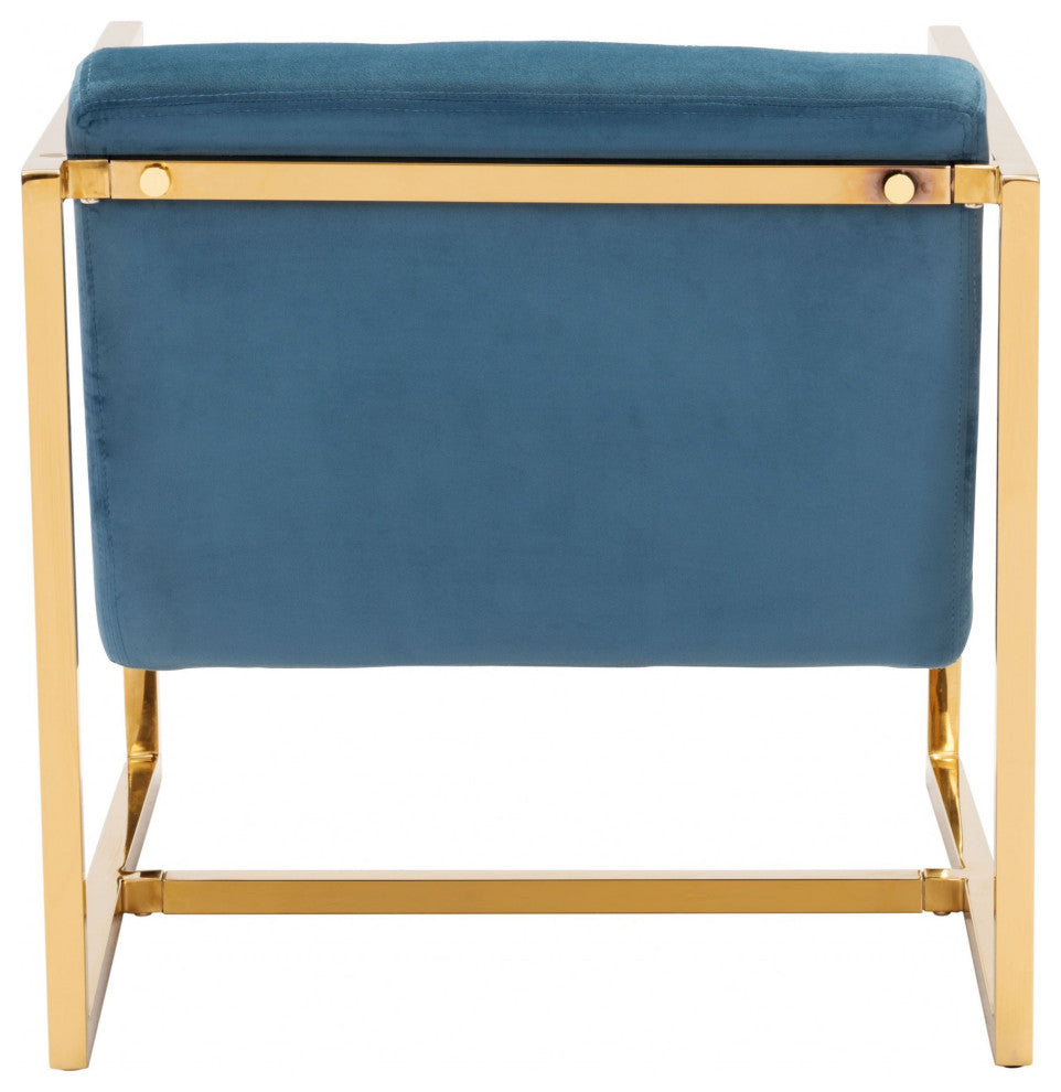 Gold Cubed Teal Microfiber Armchair