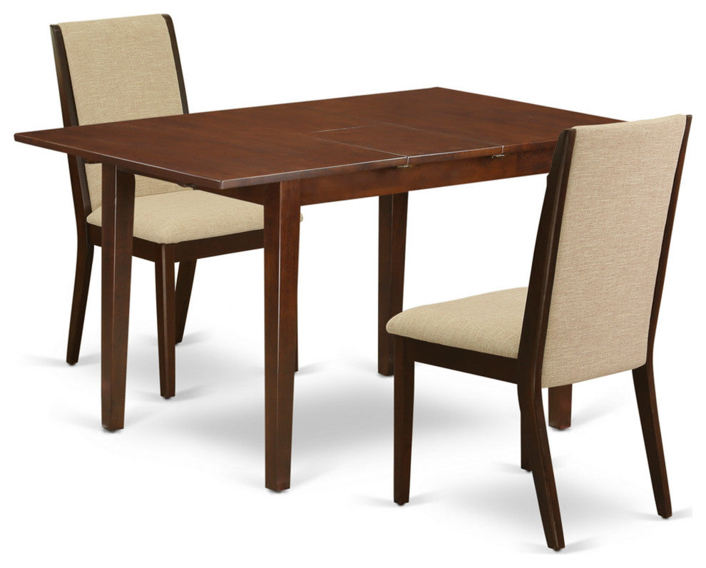 3Pc Kitchen Set, Butterfly Leaf Living Table, 2 Chairs, Mahogany