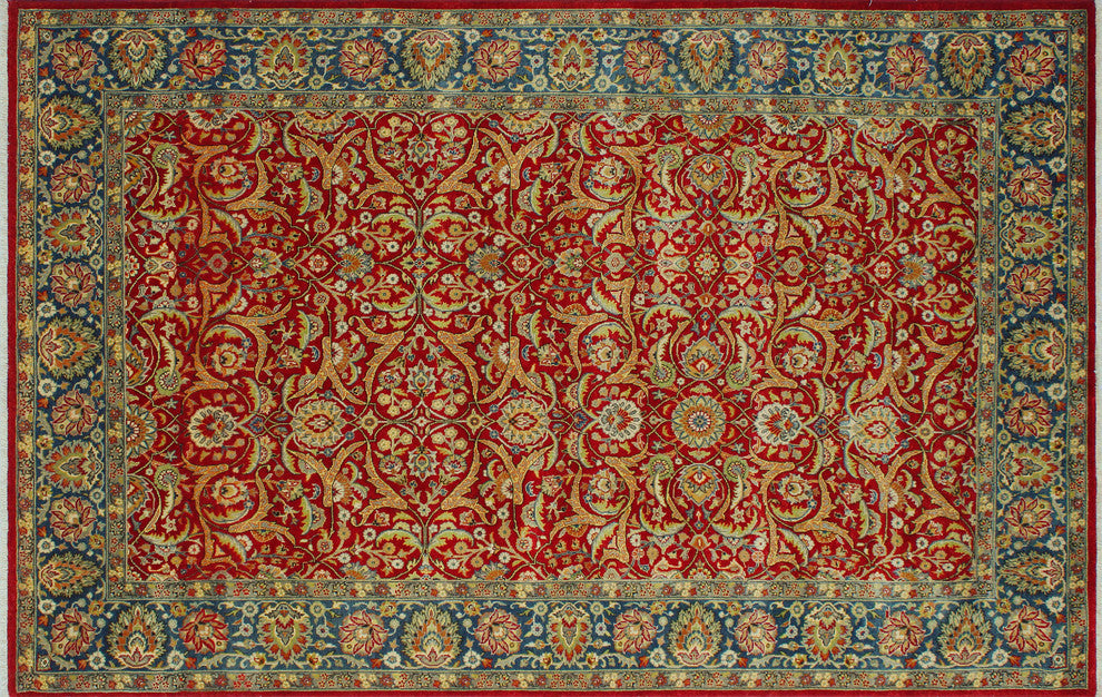 Turkish-Knotted Ankara Subhan Red Rug, 6'2x9'5