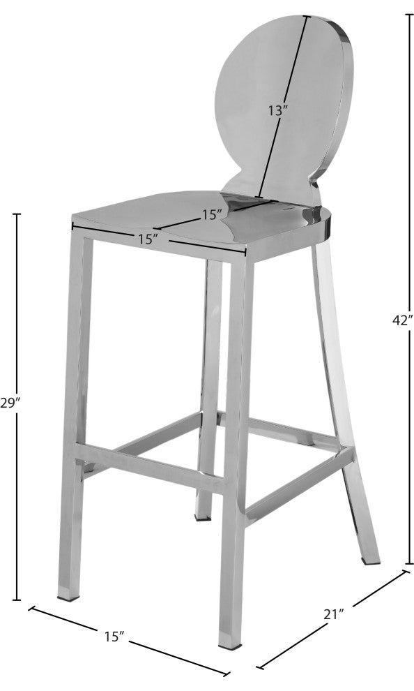 Maddox Kitchen Bar Stool, Chrome Stainless Steel
