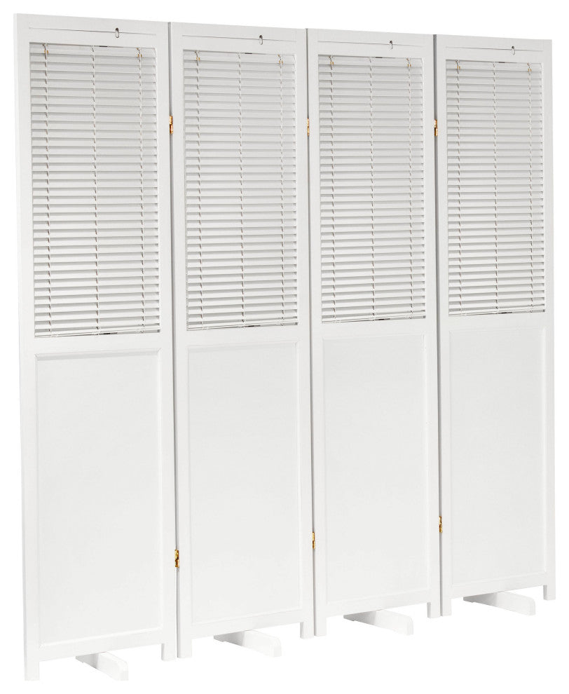 6' Tall Adjustable Shutter Room, White, 4 Panel