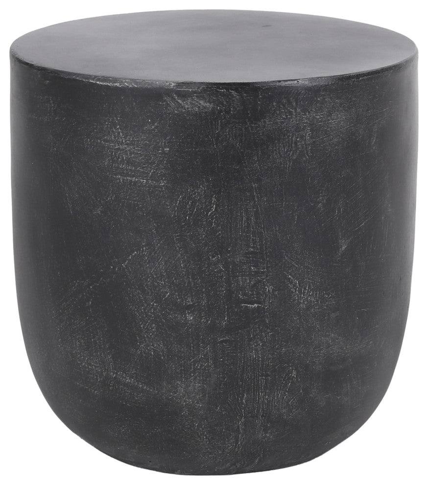 Akin Outdoor Lightweight Concrete Side Table, Matte Black