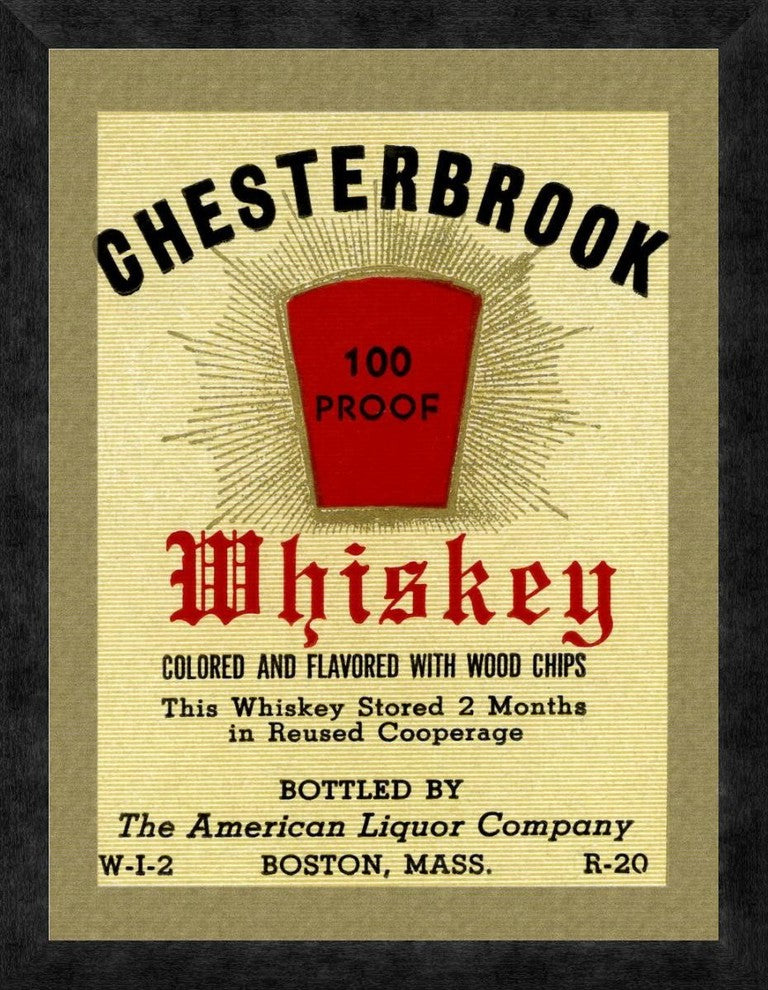 "Chesterbrook Whiskey" Framed Canvas Giclee by Vintage Booze Labels, 19x24"