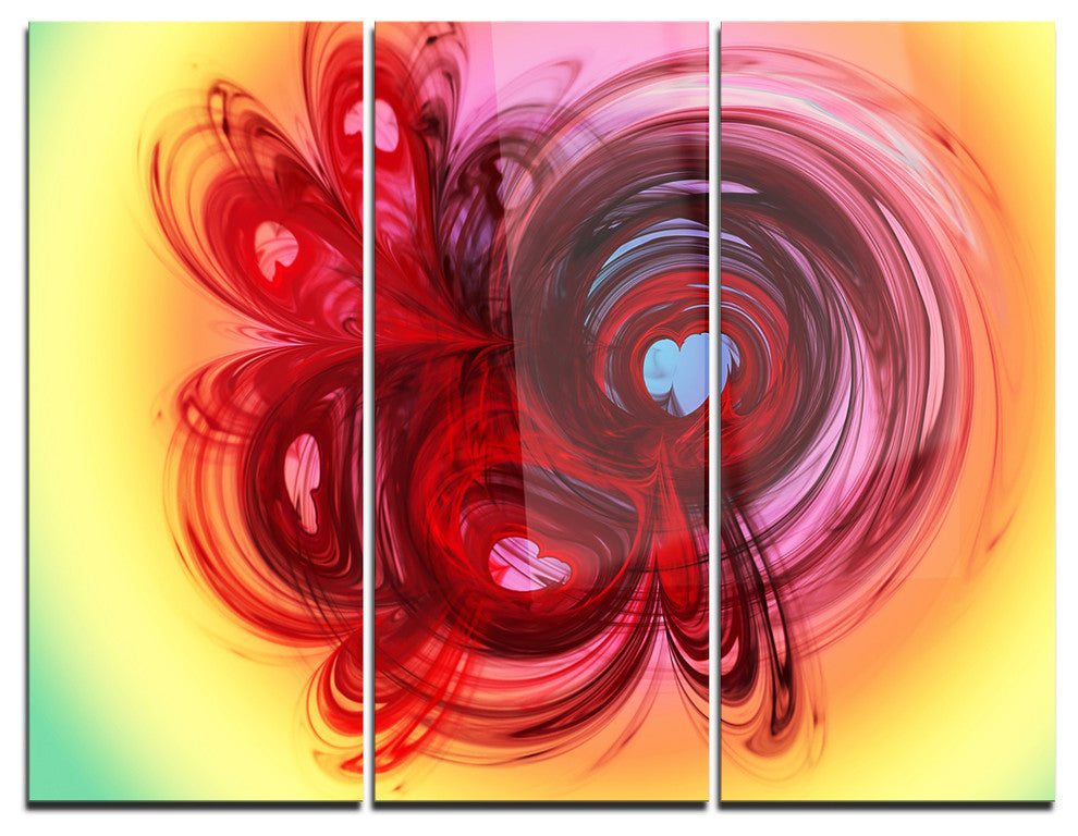 "Waves Around the Hearts" Metal Wall Art, 3 Panels, 36"x28"