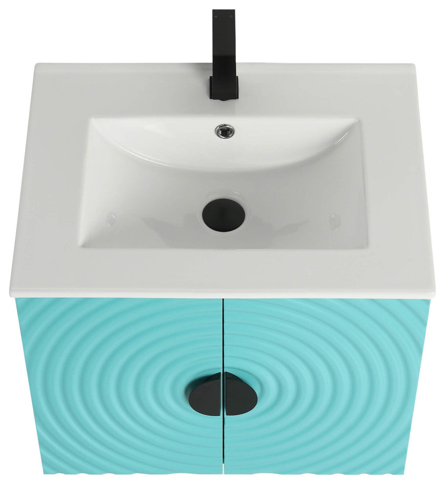 Pellabay Bath Vanity, Fluted Circular Doors Sink Included
