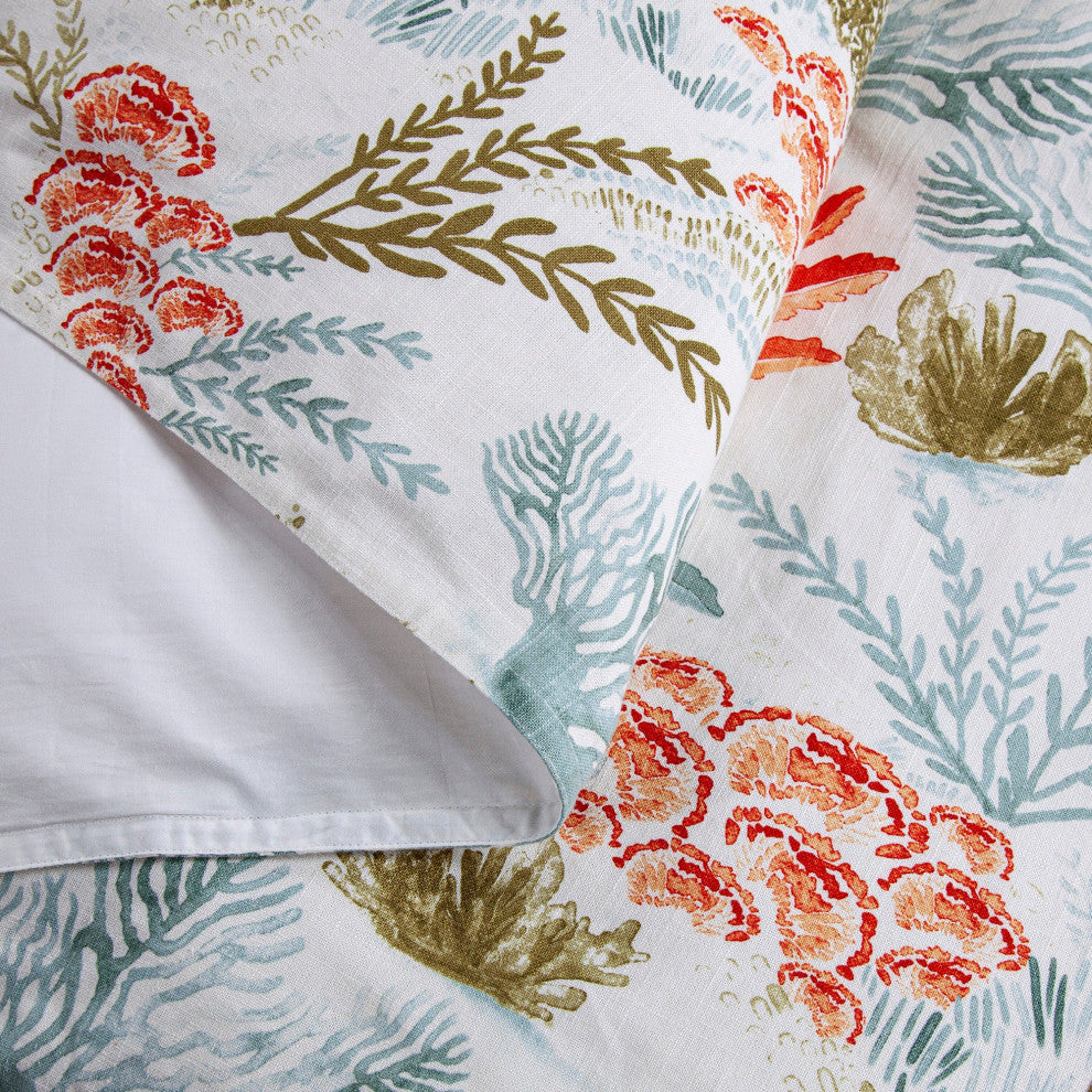 Oceania Coastal Duvet Cover Set, 3-Piece, Coral, Super Queen