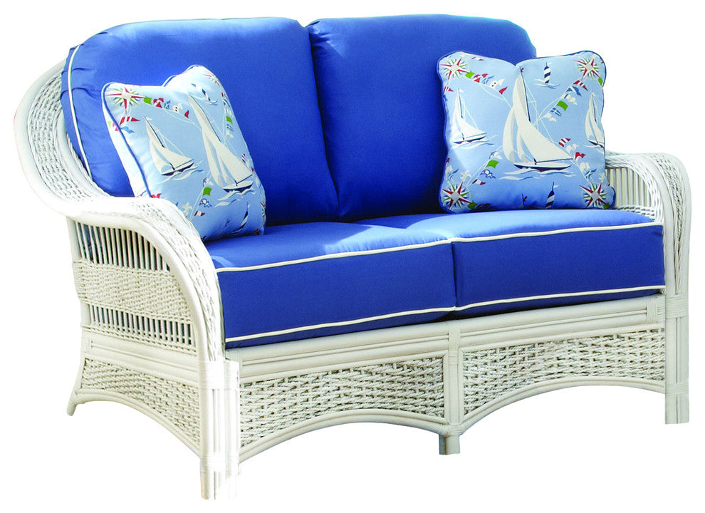 Regatta Love Seat in White, Baja-Lemon Fabric