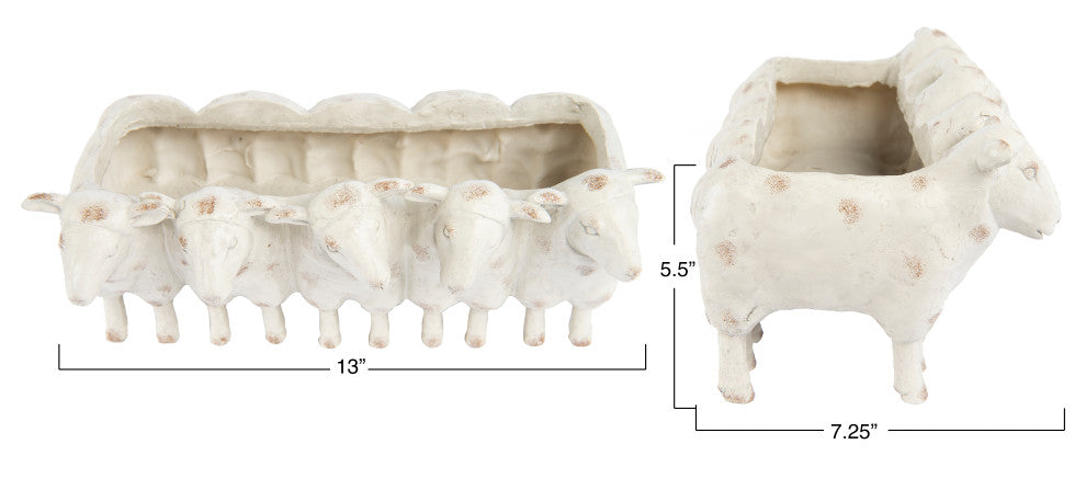 Resin Sheep Planter, Cream