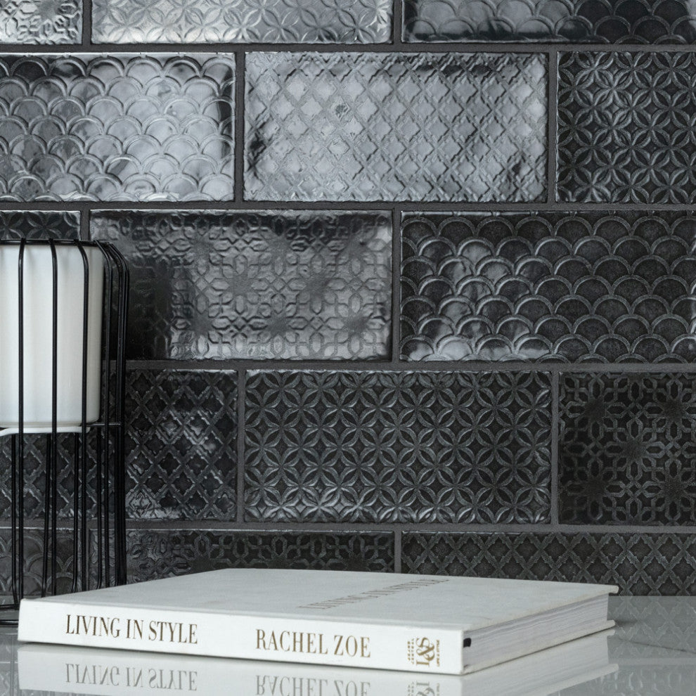 Camden Decor Ceramic Subway Wall Tile, Black