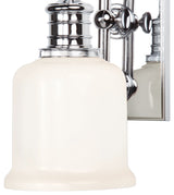 Keswick 1-Light Bath and Vanity With Opal Glossy Glass Shade, Polished Chrome