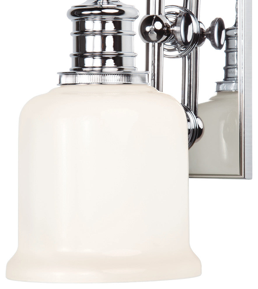 Keswick 1-Light Bath and Vanity With Opal Glossy Glass Shade, Polished Chrome