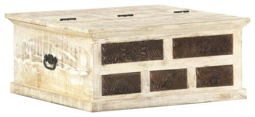 vidaXL Coffee Table White Solid mango wood 26.8 in Coffee Table Square