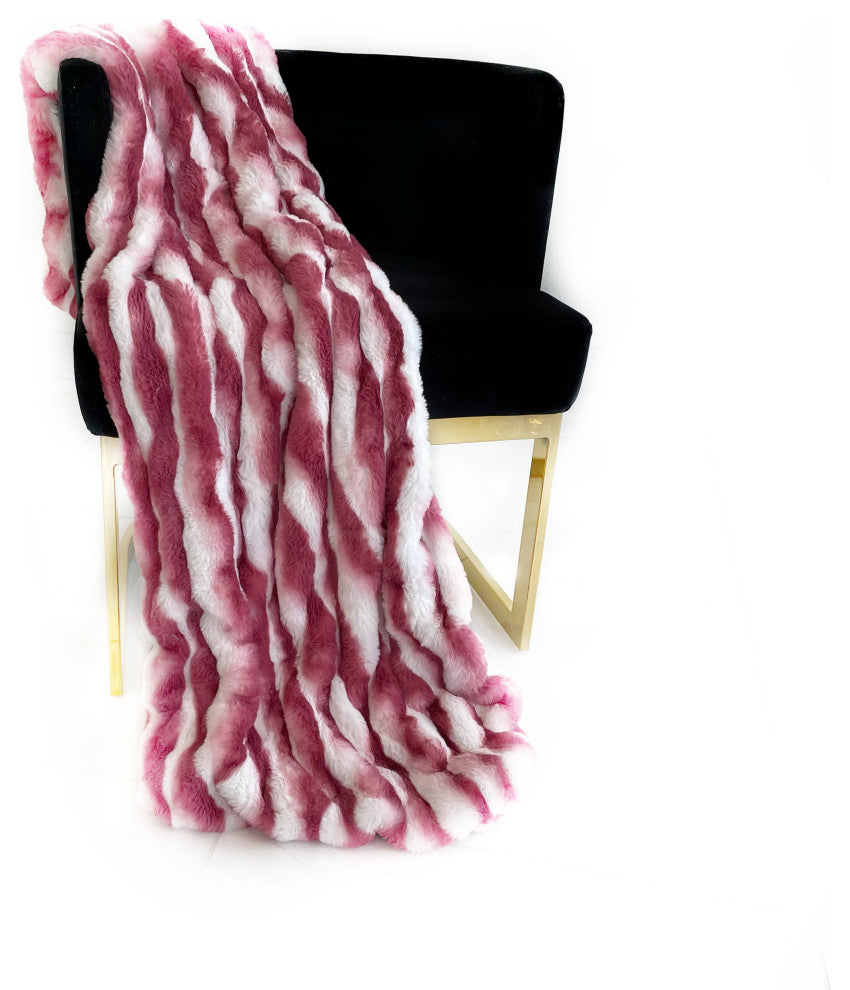 White Berry Snow Chinchilla Faux Fur Luxury Throw Blanket, Throw 48Wx60L