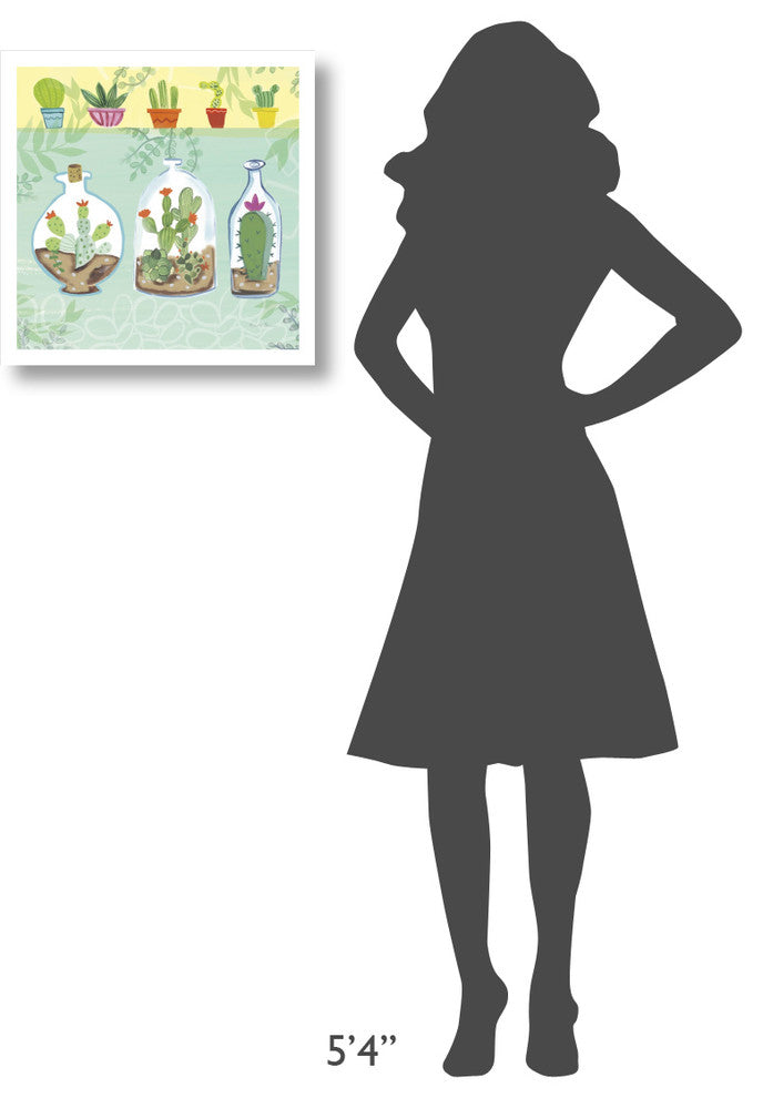 "Cacti Garden I no Birds and Butterflies" Paper Print by Farida Zaman, 20"x20"