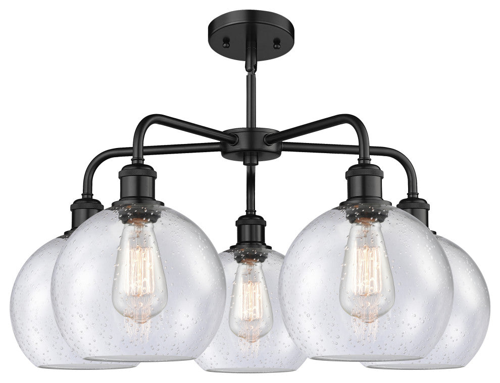 Athens 5-Light 26" Stem Chandelier, Matte Black, Seedy