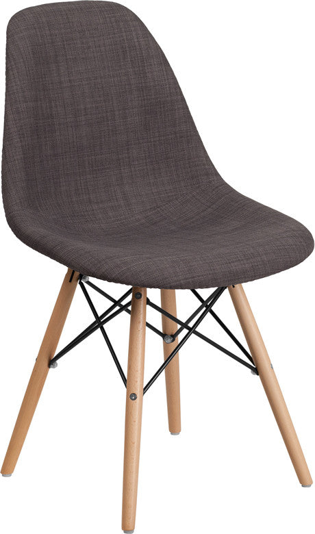 Modern Siena Gray Fabric Chair With Wood Base