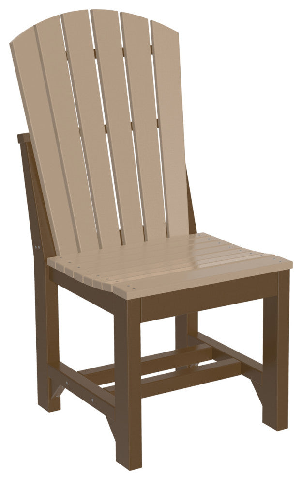 Set of 4 Poly Adirondack Dining Chairs, Weatherwood & Chestnut Brown, Side Chair, Dining Height