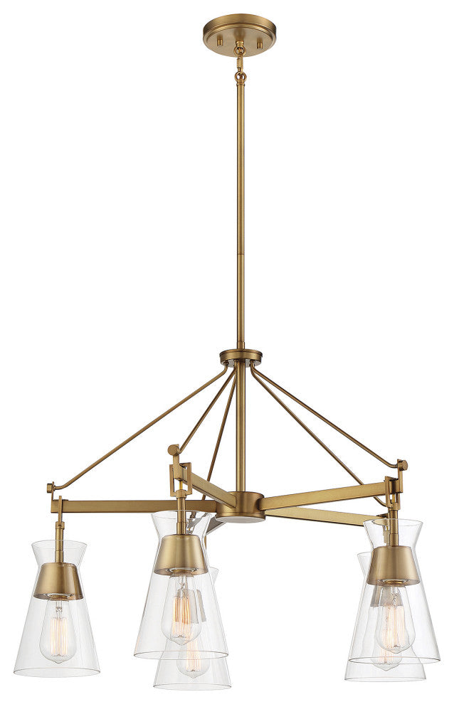 Lakewood 5-Light Chandelier, Warm Brass