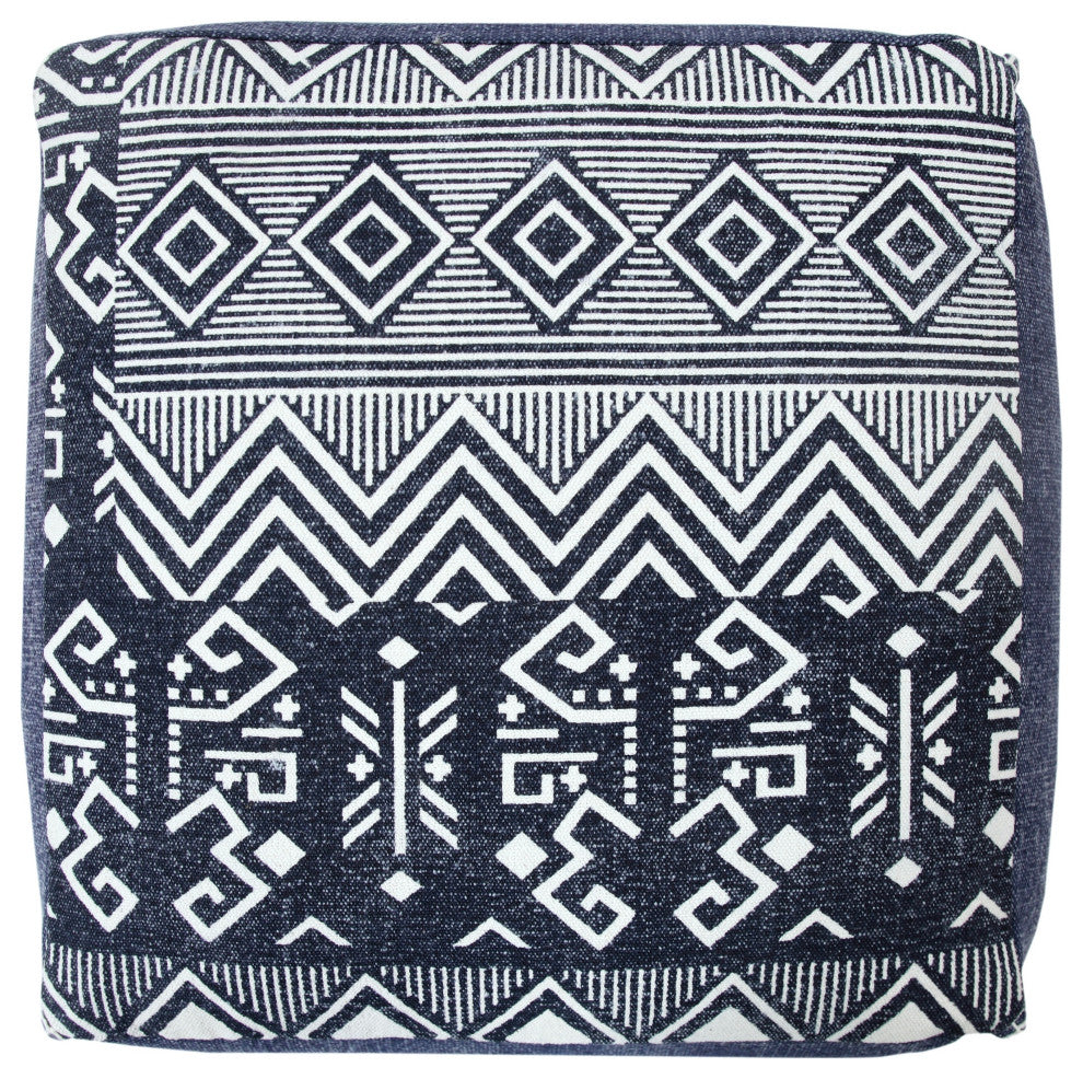 Simple Southwestern Traditional Tribal Pouf Ottoman