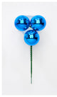 40mm Christmas Plastic Ball Pick X 3, Blue  Set Of 12
