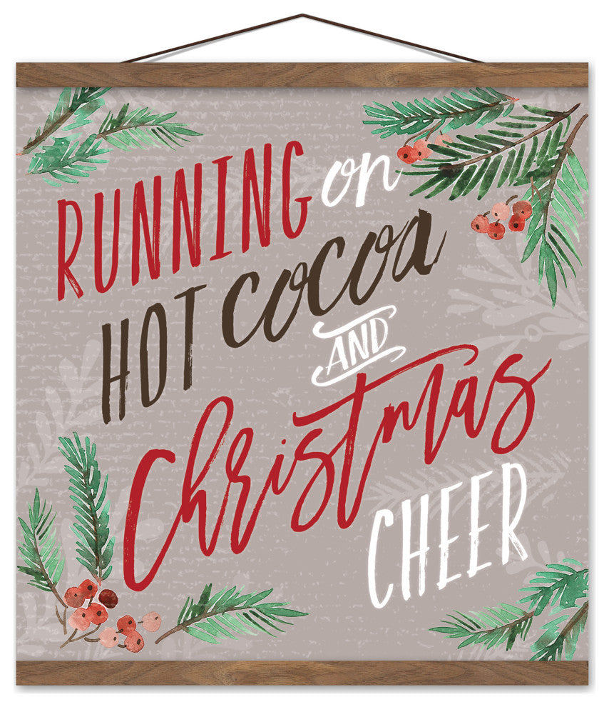 Hot Cocoa and Christmas Cheer 16x16 Teak Hanging Canvas