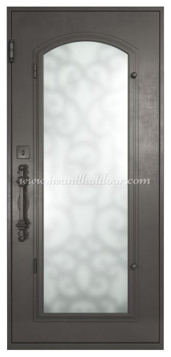 Altamura 37X81 Left Hand Inswing, Medium Copper, Rain Glass, Handles, Deadbolt