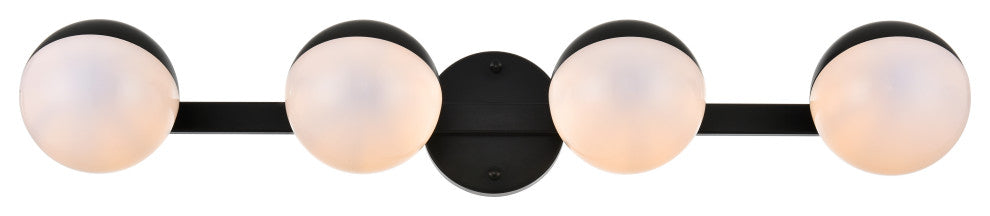 4 Light Black And Frosted White Bath Sconce