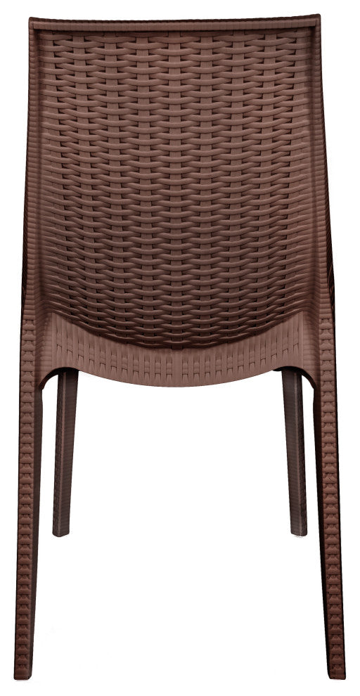 LeisureMod Kent Weave Design 3-Piece Outdoor Patio Dining Set, Brown