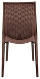 LeisureMod Kent Weave Design 3-Piece Outdoor Patio Dining Set, Brown