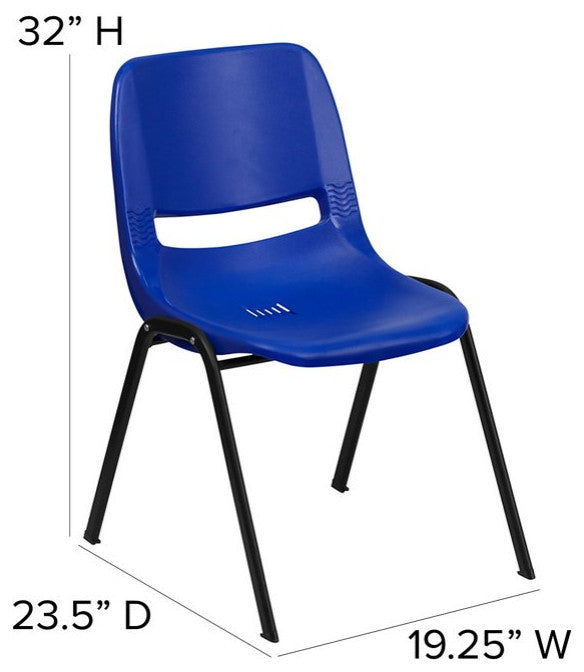 5 Pack Multipurpose Chair, Stackable Design With Plastic Seat & Back, Blue