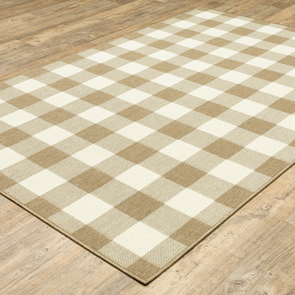 Oriental Weavers Marina Tan/ Ivory Geometric Indoor/Outdoor Rug 7'10"X10'10"