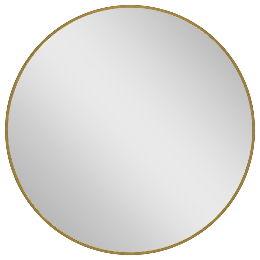 1.57" Wx31.5" H Round Framed Wall Mounted Bathroom Vanity Mirror, Brushed Gold