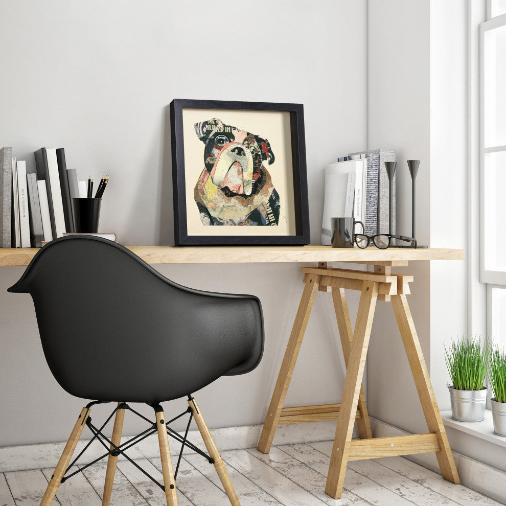 Bulldogs Close Up Dimensional Collage Wall Art Framed Under Glass