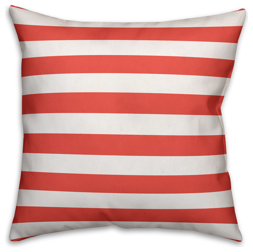 Coastal Coral Stripes Spun Poly Pillow, 18x18