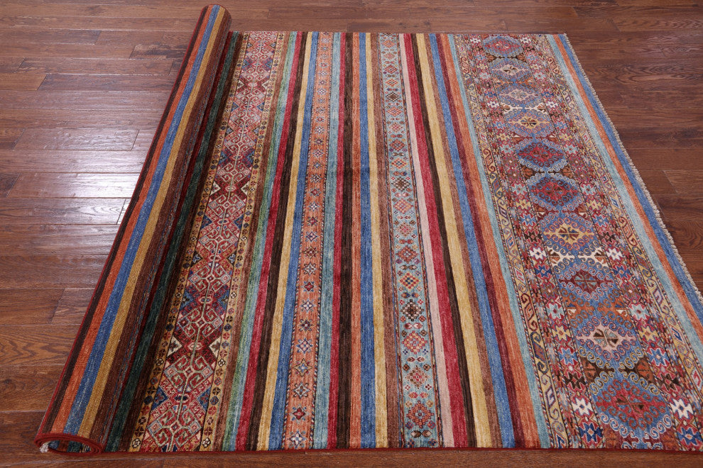 6' 8" X 9' 10" Khorjin Super Kazak Handmade Wool Rug Q10752