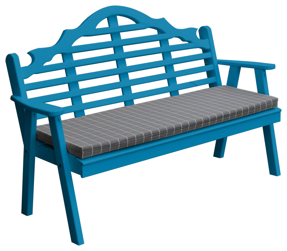 Pine Marlboro Garden Bench, Caribbean Blue, 4 Foot