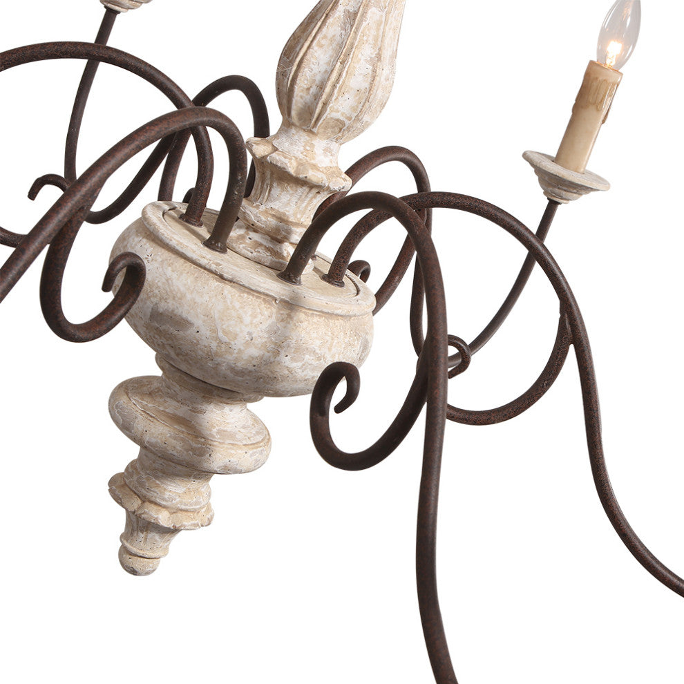 6-Light Weathered Wood Candle Style Chandelier