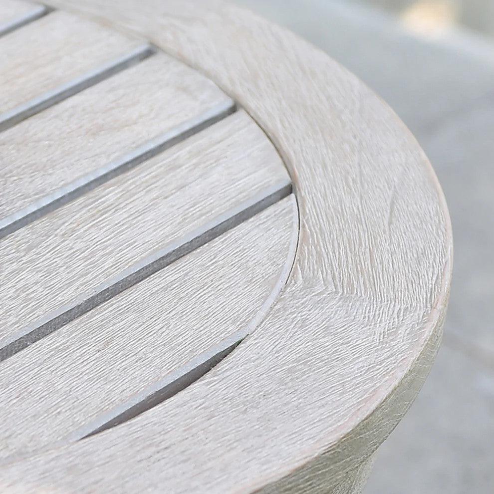 Richmond Weathered Teak Wood Outdoor Side Table with Shelf