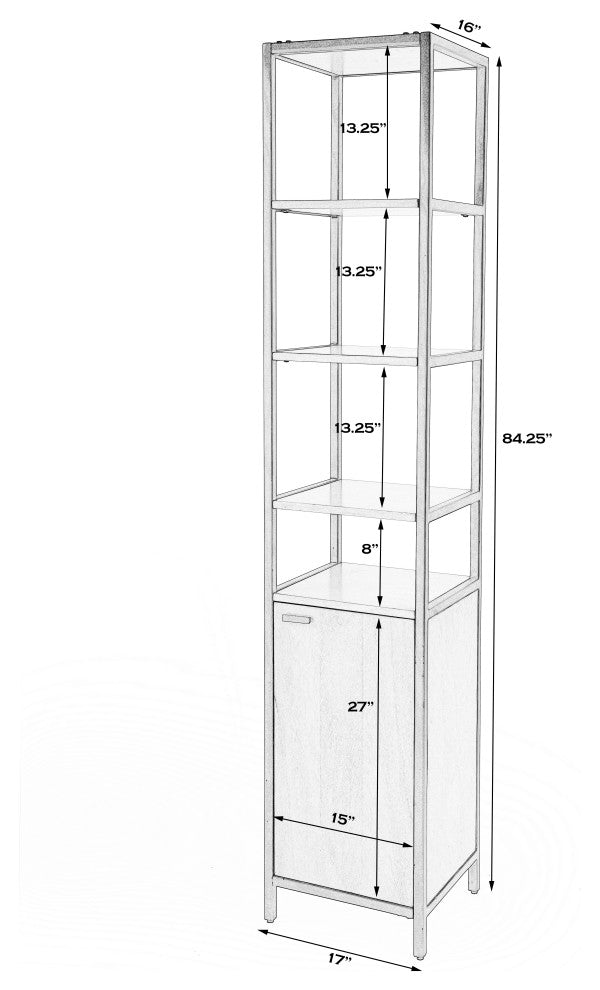 Hans Narrow Wood and Iron 84" Etagere Bookcase