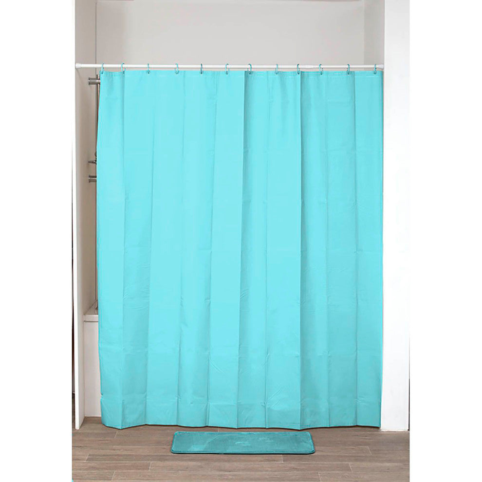 Extra Long Shower Curtain Liner Plastic 71W x 79H, Aqua Blue