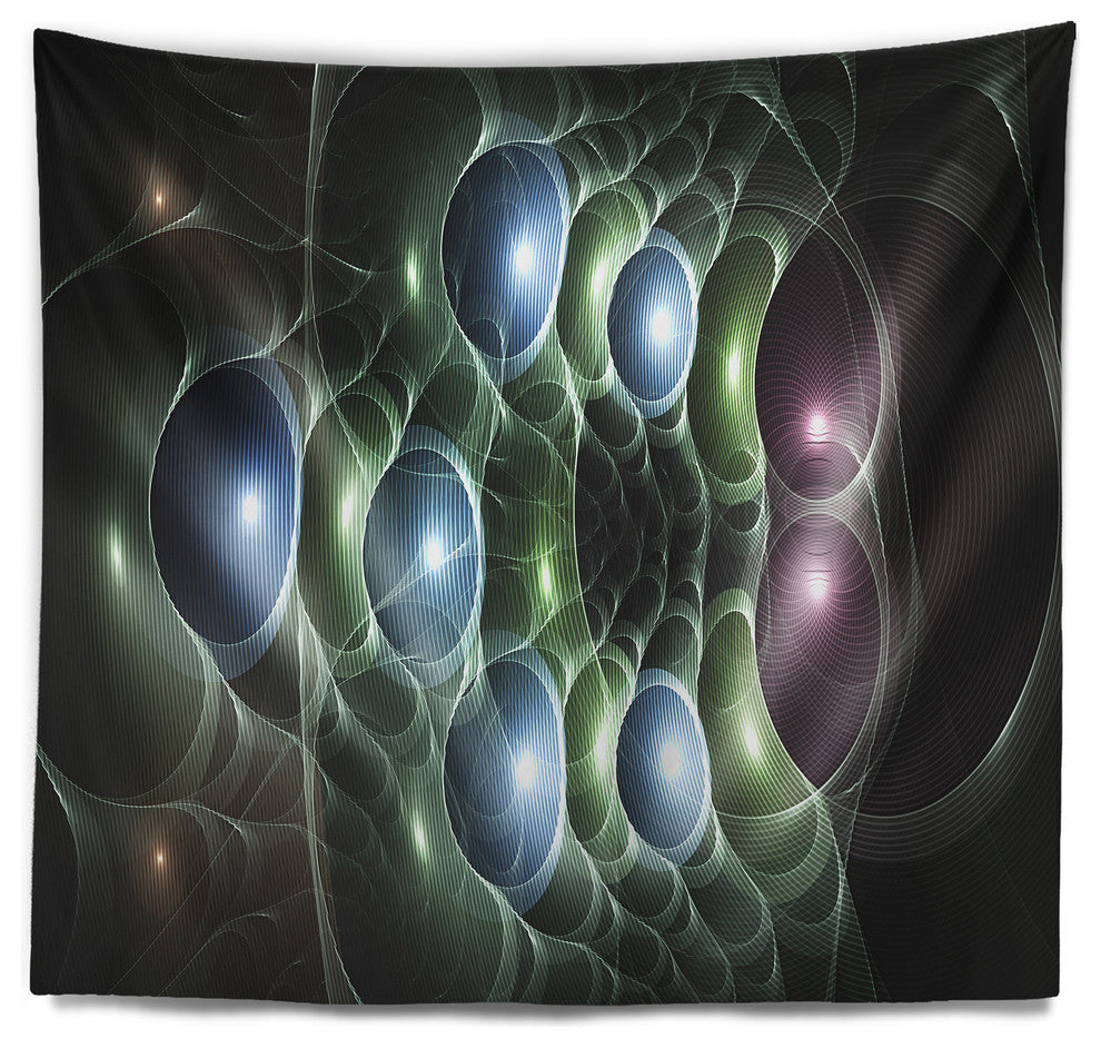Light Blue 3D Surreal Circles Abstract Wall Tapestry, 92"x78"