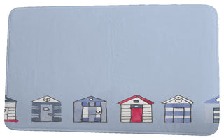 Nantucket Beach Huts Geometric Print Bath Mat, Light Blue, 17"x24"