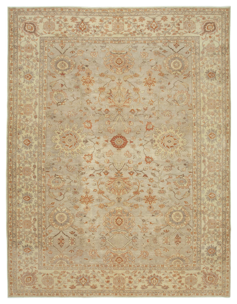 Rug N Carpet - Handmade Oriental 9' 9" x 12' 8" Pastel Oushak Area Rug