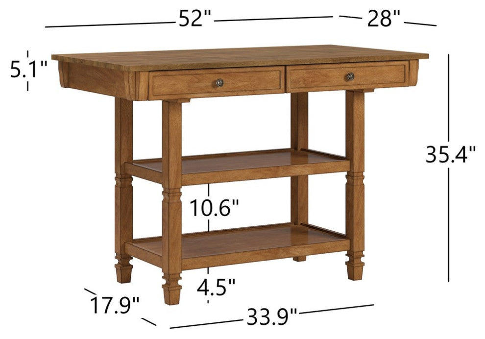 Harvey Two-Tone Kitchen Island Buffet, Oak