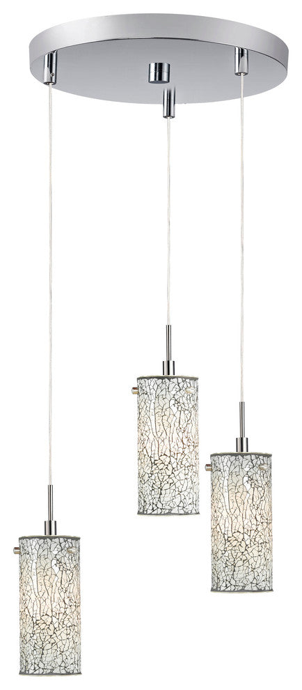 Tube 3-Light Cluster Pendant, Satin Nickel, Mosaic White